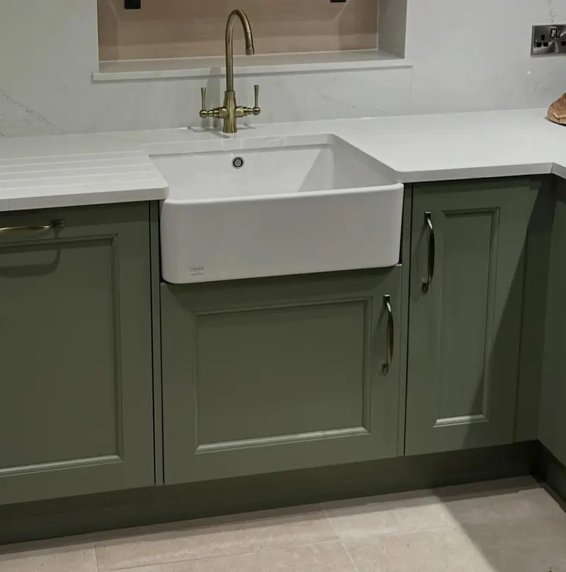 A Belfast sink and bridge tap plumbed by Addisons